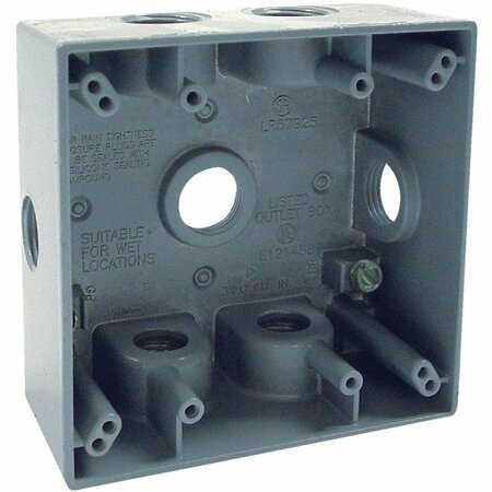 BELL Electrical Box, 31 cu in, Outlet Box, 2 Gang, Aluminum, Square 5338-0